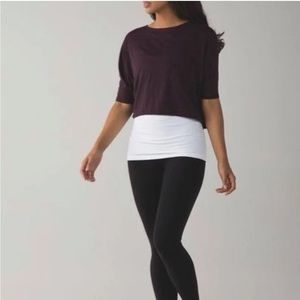 Lululemon Go Om Short Sleeve Tee Mini Ghost Weave Burnout Black Cherry